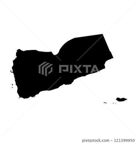 Yemen high detailed vector representation of country silhouette in solid black on white background. For educational, decorative, or informational use showcasing the national outline. Yemen high detailed vector representation of country silhouette in solid black on white background. For educational, decorative, or informational use showcasing the national outline. 121399950