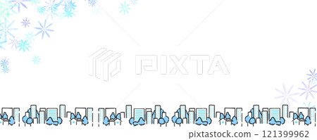 A simple background illustration of a winter street with people 121399962