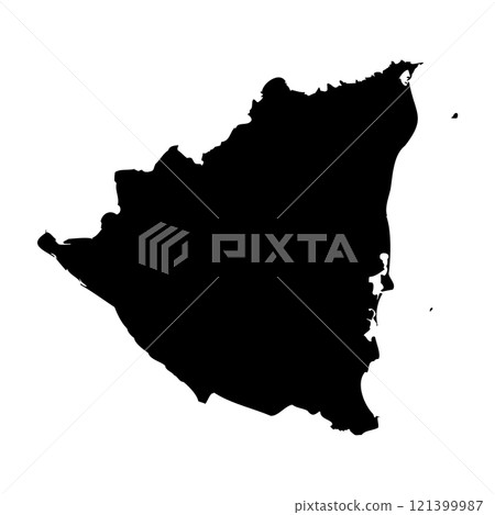 Nicaragua high detailed vector representation of country silhouette in solid black on white background. For educational, decorative, or informational use showcasing the national outline. Nicaragua high detailed vector representation of country silhouette in solid black on white background. For educational, decorative, or informational use showcasing the national outline. 121399987