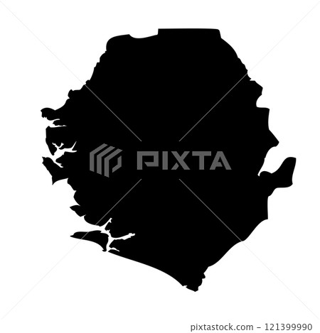 Sierra Leone high detailed vector representation of country silhouette in solid black on white background. For educational, decorative, or informational use showcasing the national outline. Sierra Leone high detailed vector representation of country silhouette in solid black on white background. For educational, decorative, or informational use showcasing the national outline. 121399990