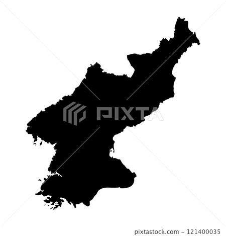 North Korea high detailed vector representation of country silhouette in solid black on white background. For educational, decorative, or informational use showcasing the national outline. North Korea high detailed vector representation of country silhouette in solid black on white background. For educational, decorative, or informational use showcasing the national outline. 121400035