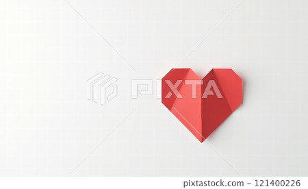 Origami red heart on a white background 121400226