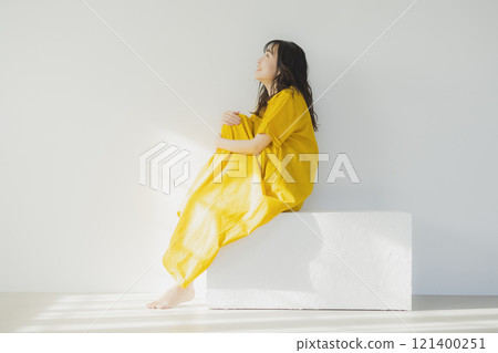 Yellow one piece woman Yellow one piece woman 121400251