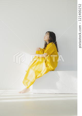 Yellow one piece woman Yellow one piece woman 121400252