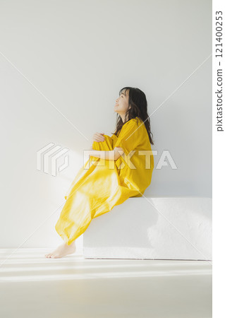 Yellow one piece woman Yellow one piece woman 121400253