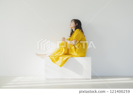 Yellow one piece woman Yellow one piece woman 121400259