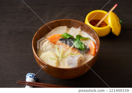 A soup with lots of ingredients 121400339