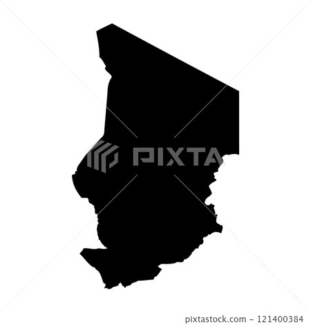 Chad high detailed vector representation of country silhouette in solid black on white background. For educational, decorative, or informational use showcasing the national outline. Chad high detailed vector representation of country silhouette in solid black on white background. For educational, decorative, or informational use showcasing the national outline. 121400384