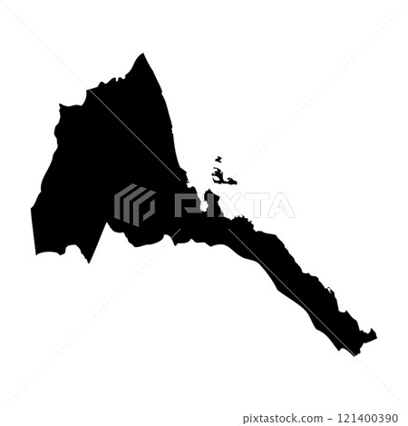 Eritrea high detailed vector representation of country silhouette in solid black on white background. For educational, decorative, or informational use showcasing the national outline. 121400390