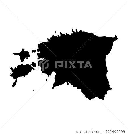 Estonia high detailed vector representation of country silhouette in solid black on white background. For educational, decorative, or informational use showcasing the national outline. Estonia high detailed vector representation of country silhouette in solid black on white background. For educational, decorative, or informational use showcasing the national outline. 121400399
