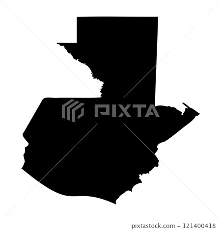 Guatemala high detailed vector representation of country silhouette in solid black on white background. For educational, decorative, or informational use showcasing the national outline. 121400418