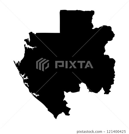 Gabon high detailed vector representation of country silhouette in solid black on white background. For educational, decorative, or informational use showcasing the national outline. 121400425