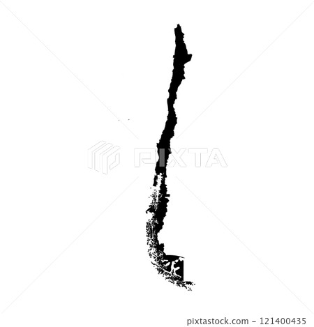Chile high detailed vector representation of country silhouette in solid black on white background. For educational, decorative, or informational use showcasing the national outline. 121400435