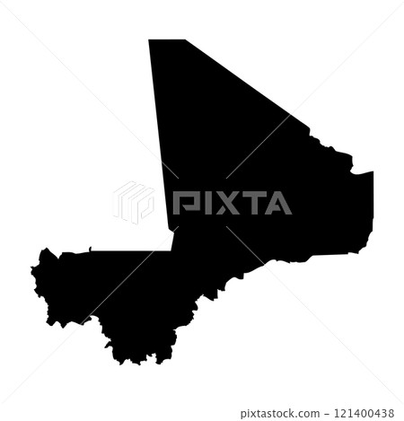 Mali high detailed vector representation of country silhouette in solid black on white background. For educational, decorative, or informational use showcasing the national outline. Mali high detailed vector representation of country silhouette in solid black on white background. For educational, decorative, or informational use showcasing the national outline. 121400438