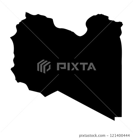 Libya high detailed vector representation of country silhouette in solid black on white background. For educational, decorative, or informational use showcasing the national outline. 121400444