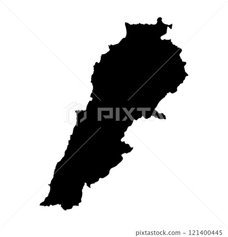 Lebanon high detailed vector representation of country silhouette in solid black on white background. For educational, decorative, or informational use showcasing the national outline. Lebanon high detailed vector representation of country silhouette in solid black on white background. For educational, decorative, or informational use showcasing the national outline. 121400445