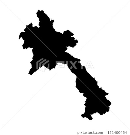 Laos high detailed vector representation of country silhouette in solid black on white background. For educational, decorative, or informational use showcasing the national outline. Laos high detailed vector representation of country silhouette in solid black on white background. For educational, decorative, or informational use showcasing the national outline. 121400464
