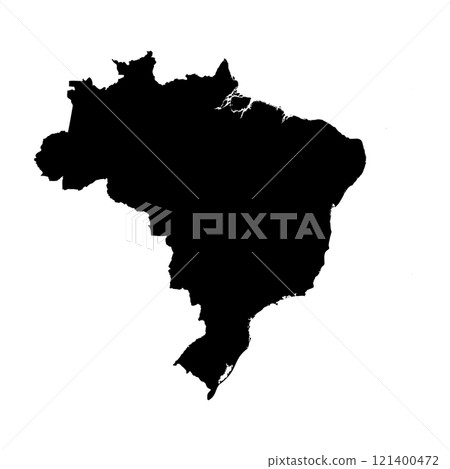 Brazil high detailed vector representation of country silhouette in solid black on white background. For educational, decorative, or informational use showcasing the national outline. 121400472
