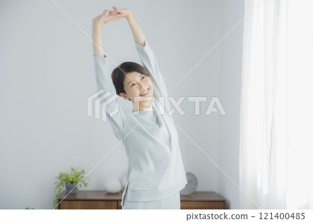 Woman waking up in the morning 121400485