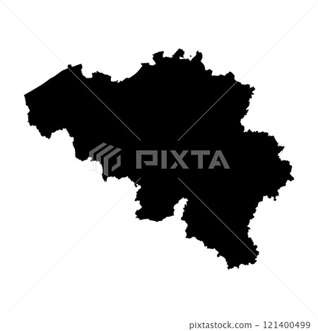 Belgium high detailed vector representation of country silhouette in solid black on white background. For educational, decorative, or informational use showcasing the national outline. 121400499