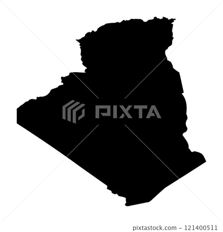 Algeria high detailed vector representation of country silhouette in solid black on white background. For educational, decorative, or informational use showcasing the national outline. Algeria high detailed vector representation of country silhouette in solid black on white background. For educational, decorative, or informational use showcasing the national outline. 121400511