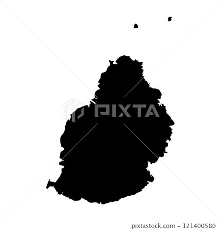 Mauritius high detailed vector representation of country silhouette in solid black on white background. For educational, decorative, or informational use showcasing the national outline. 121400580