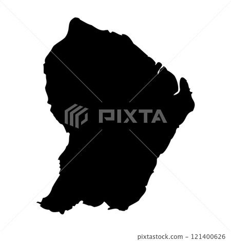 French Guiana high detailed vector representation of country silhouette in solid black on white background. For educational, decorative, or informational use showcasing the national outline. 121400626