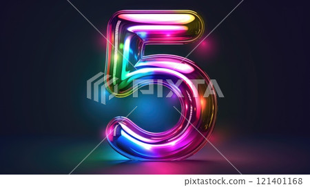 number five glowing neon sign illustration 121401168