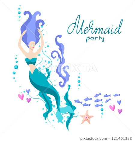 Background with mermaid. Image of underwater wonder or fabulous creation. 121401338
