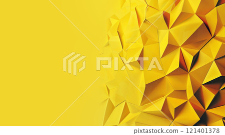 Yellow geometric background with polygons for text. Triangle banner for lettering and design 121401378