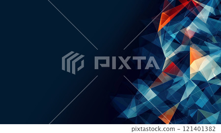 Blue geometric background with polygons for text. Triangle banner for lettering and design 121401382