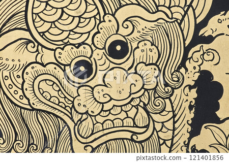 Close up Vintage Golden dragon, Ancient Thai Pattern Art on window at Wat Hong Rattanaram Close up Vintage Golden dragon, Ancient Thai Pattern Art on window at Wat Hong Rattanaram 121401856