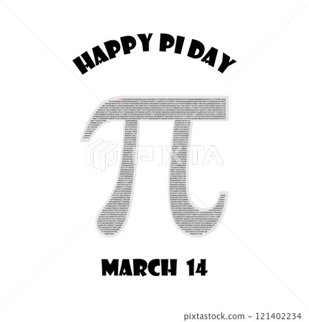 Happy Pi Day. March 14. Number Pi. Greeting card, craft design, Template, poster. Social media 121402234