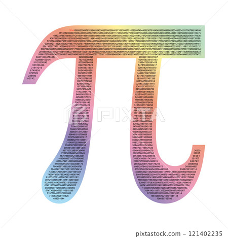 Number Pi. Happy Pi Day. March 14. Greeting card, craft design, Template, poster. Social media 121402235