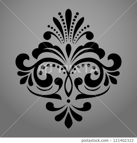 Damask graphic ornament. Floral design element. Black and gray vector pattern Damask graphic ornament. Floral design element. Black and gray vector pattern 121402322