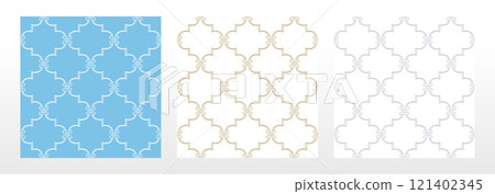 Set of abstract geometric patterns. Seamless vector backgrounds. Colored ornaments Graphic modern patterns Simple lattice graphic design 121402345