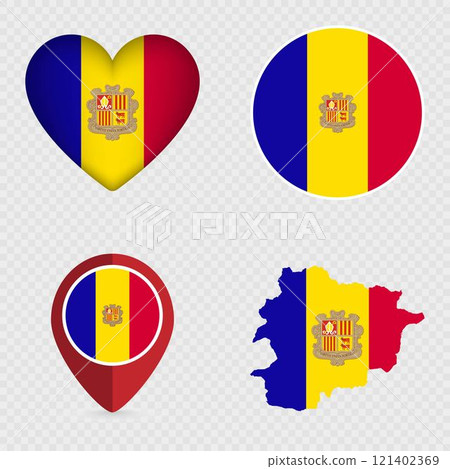 Andorra Flag Icons Pack. Vector illustration. Andorra Flag Icons Pack. Vector illustration. 121402369