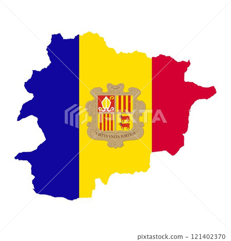 Andorra map silhouette with flag on white background Andorra map silhouette with flag on white background 121402370