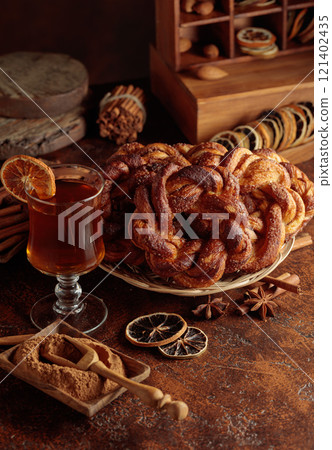 Homemade pretzel with cinnamon and sugar. Homemade pretzel with cinnamon and sugar. 121402435