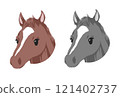 Brown and monochrome horse head facing left 121402737