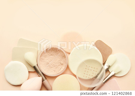 Varieties of brushes, applicators and sponges for basic make up Varieties of brushes, applicators and sponges for basic make up 121402868