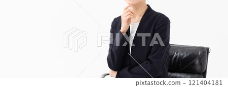 Image of a female commentator (stock photo) Image of a female commentator (stock photo) 121404181