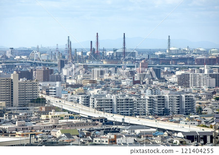 從堺市役所展望大廳看到的堺市(堺泉北臨海工業區方向) 從堺市役所展望大廳看到的堺市(堺泉北臨海工業區方向) 121404255