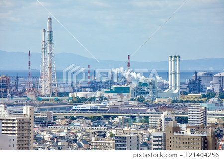 View from the observation lobby of Sakai City Hall in Sakai City (towards the Sakai Semboku coastal industrial area) View from the observation lobby of Sakai City Hall in Sakai City (towards the Sakai Semboku coastal industrial area) 121404256