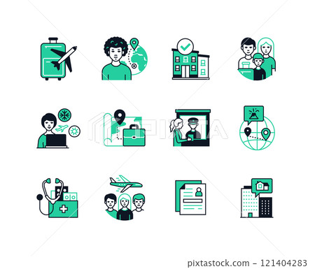 Migration and relocation - line design style icons set 121404283