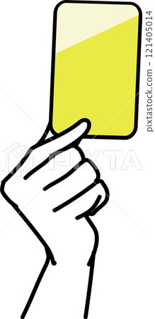 Hand holding a yellow card 121405014