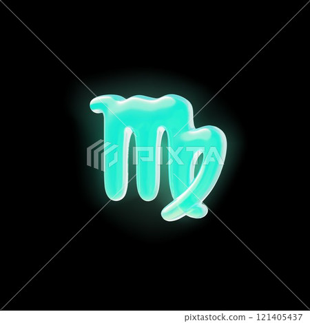Vector 2d illustration of Virgo zodiac sign with glowing neon green texture. Vector 2d illustration of Virgo zodiac sign with glowing neon green texture. 121405437
