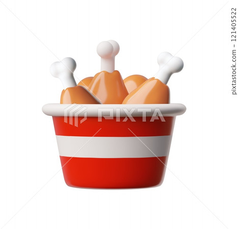 3d fast food. Сhicken legs in a red plastic container. 3d fast food. Сhicken legs in a red plastic container. 121405522