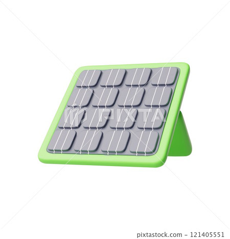 Vector 3d illustration with solar battery image on isolated white background. 121405551