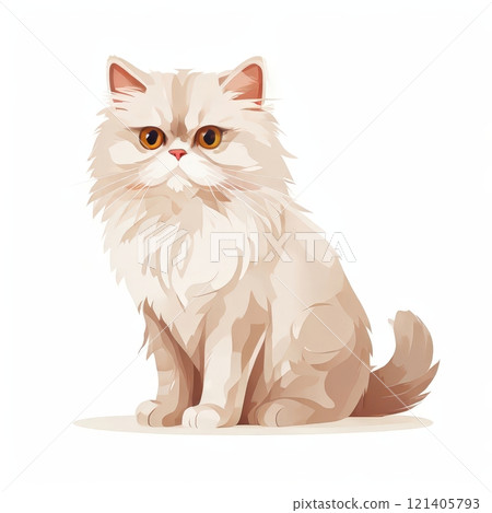 the AI Image Generator, Persian Cat Illustration with Fluffy Fur 121405793